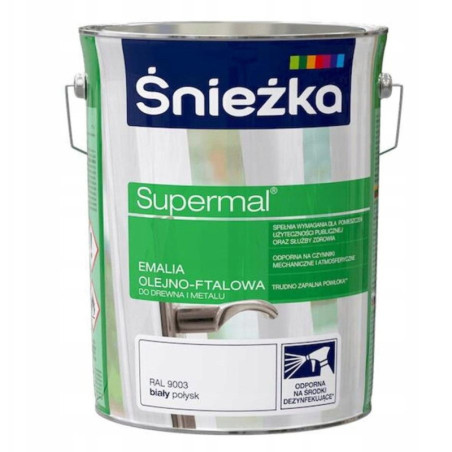 Emalia Olejno-Ftalowa Supermal 5L Biały Połysk Śnieżka