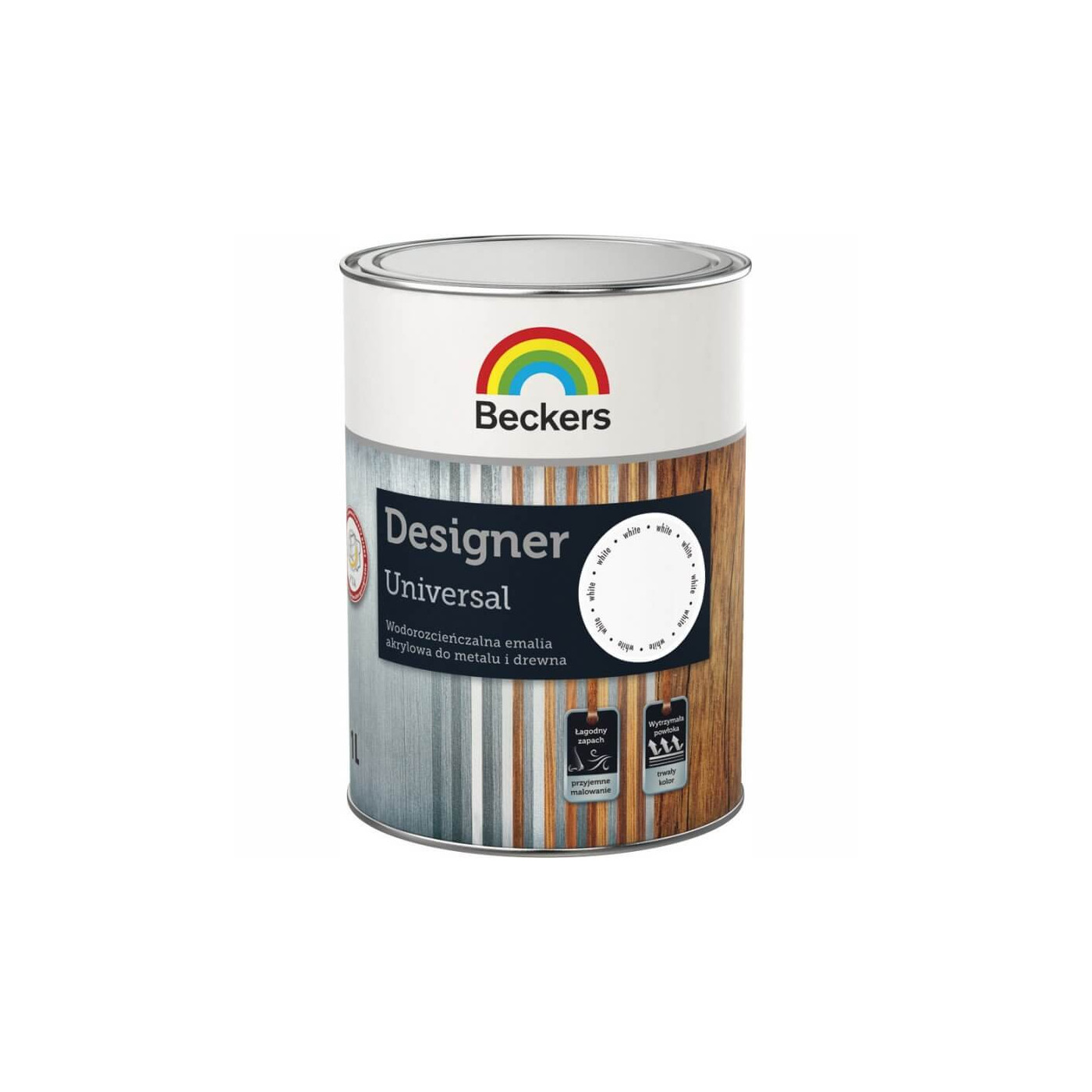 Emalia Akrylowa Designer Universal White Półmat 1L Beckers