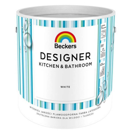 Farba Lateksowa Designer Kitchen & Bathroom White Mat 2,5 L Beckers