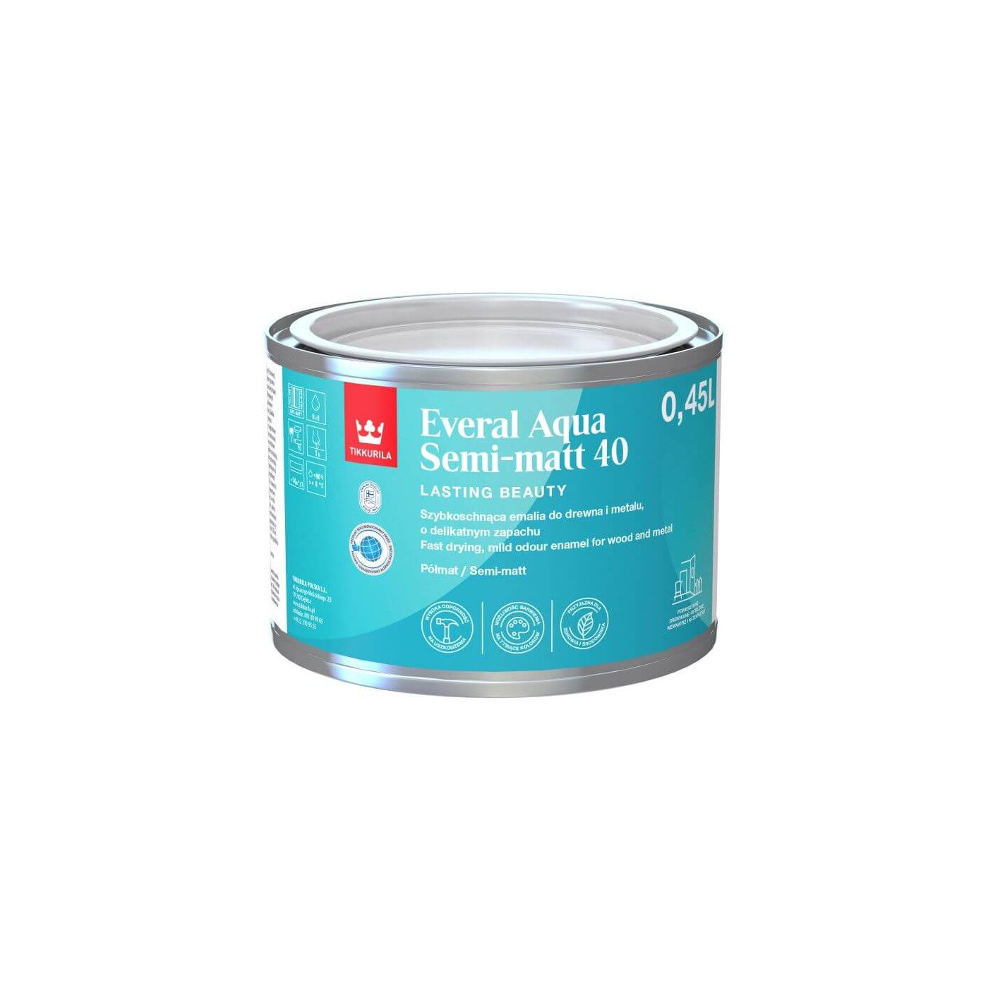 Emalia Akrylowa Everal Aqua Semi Mat 0,45L Baza-C Tikkurila