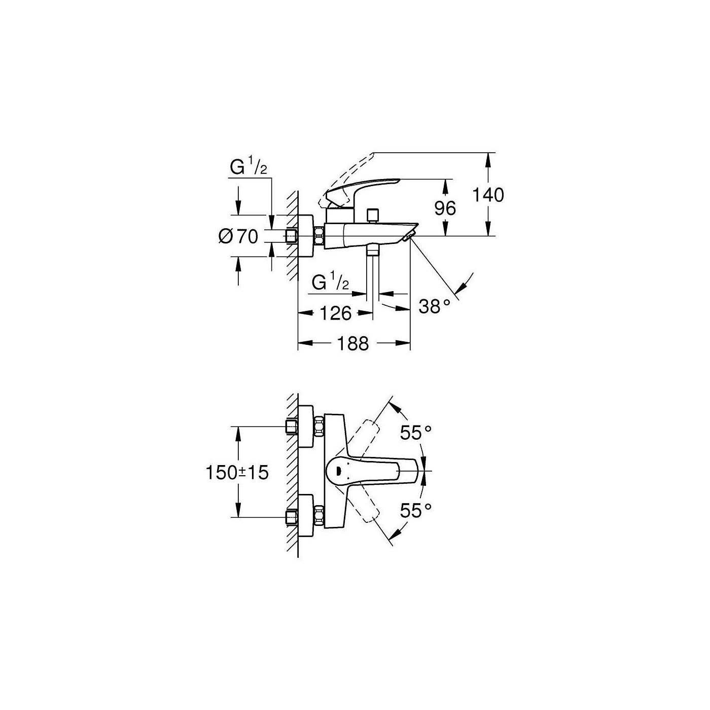 Bateria Wannowa Natynkowa Eurosmart Matte Black 333002433 Grohe