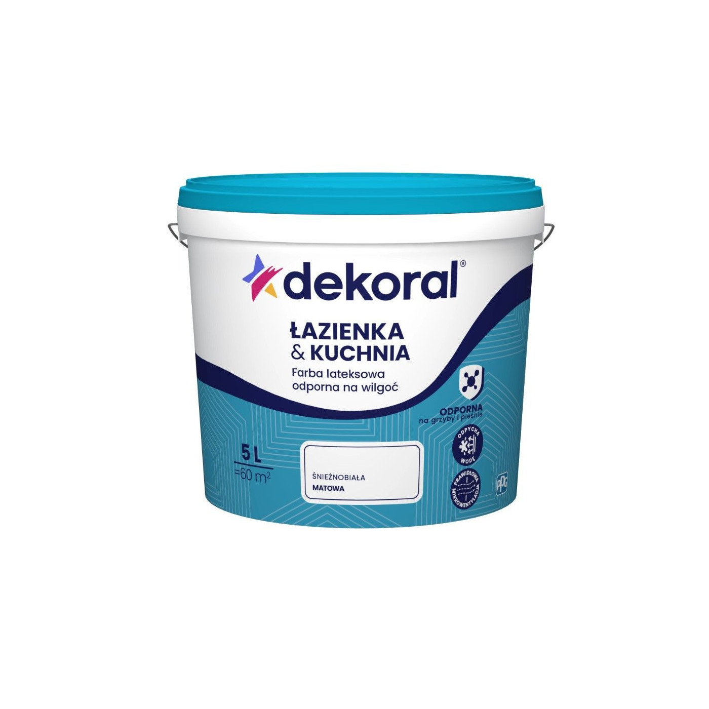 Farba Lateksowa Łazienka&Kuchnia Maleinak Biały Mat 5L Dekoral