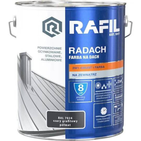 Farba Do Dachów Radach Szary Grafit Półmat RAL7024 10L Rafil