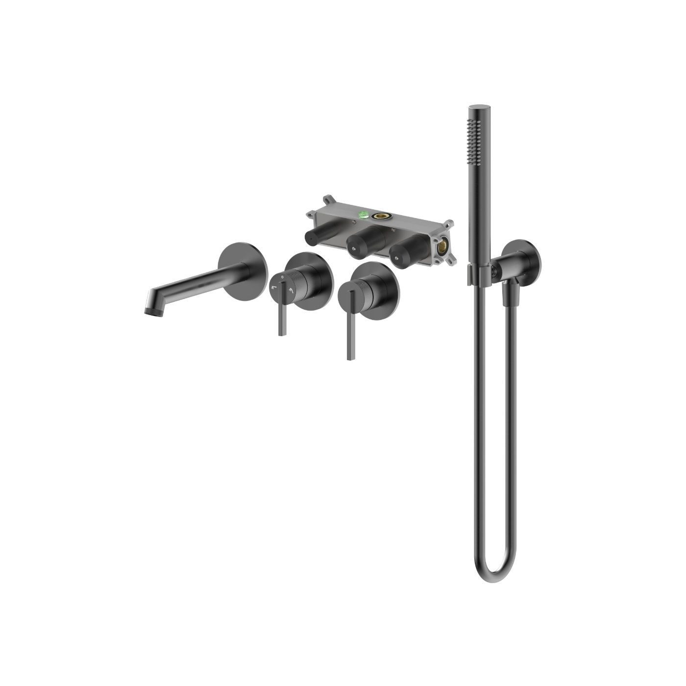Bateria Wannowa Podtynkowa 4-Otworowa Z Boxem I Zestawem Prysznicowym Ori Gun Metal 08032BN Emporia