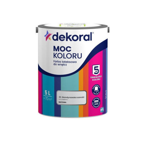Farba Lateksowa Moc Koloru Skandynawska Szarość 5L Dekoral
