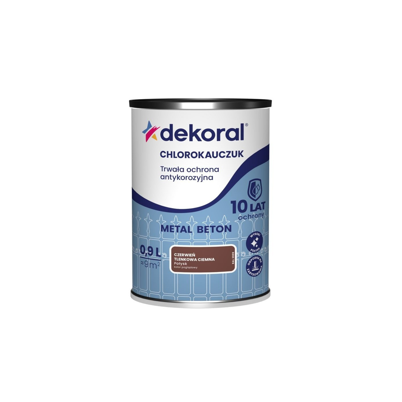 Emalia Chlorokauczukowa Strong Czerwony Tlenkowy Ciemny 0,9L Dekoral