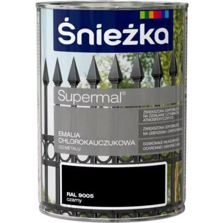 Emalia Chlorokauczukowa Supermal Czarny 0,9L Połysk Śnieżka