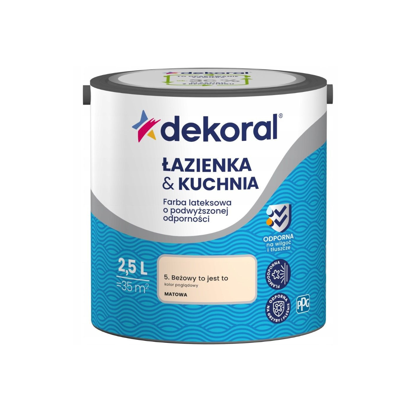 Farba Lateksowa Łazienka&Kuchnia Beżowy To Jest To 2,5L Dekoral