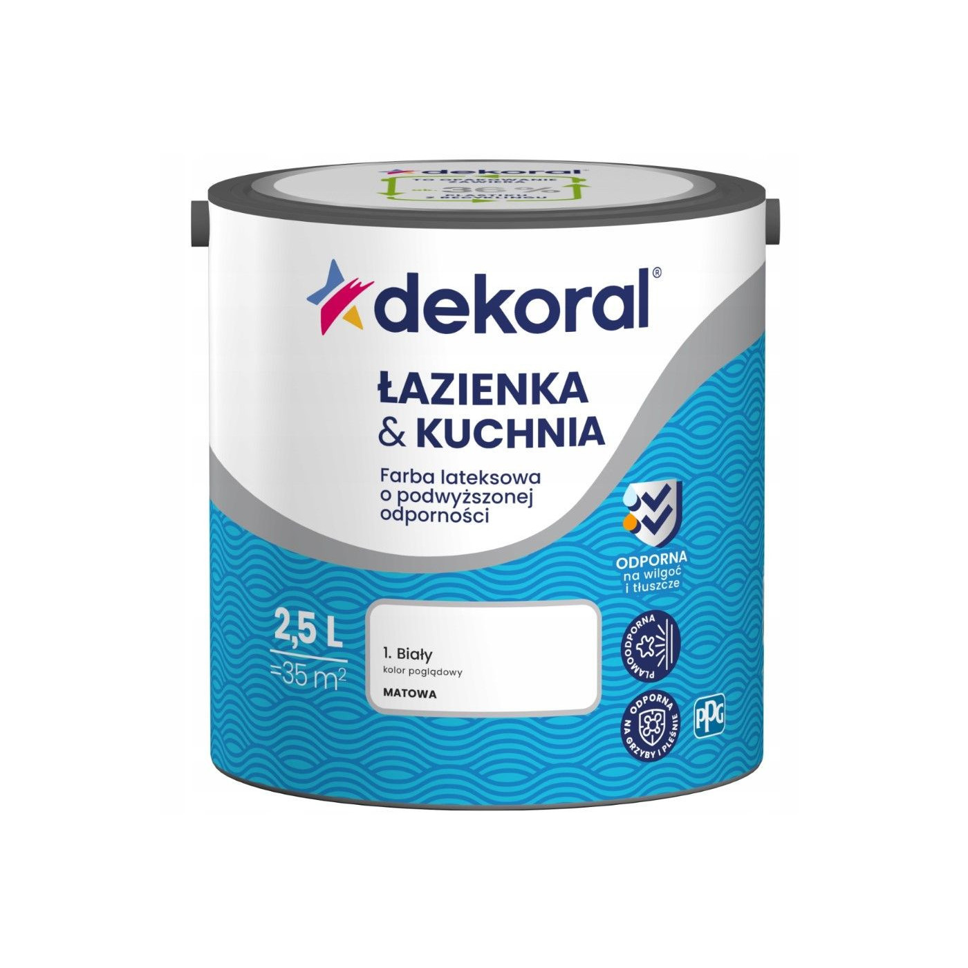 Farba Lateksowa Łazienka&Kuchnia Biały 2,5L Dekoral