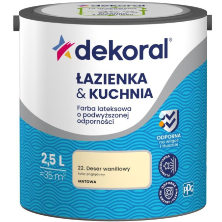 Farba Lateksowa Łazienka&Kuchnia Deser Waniliowy 2,5L Dekoral