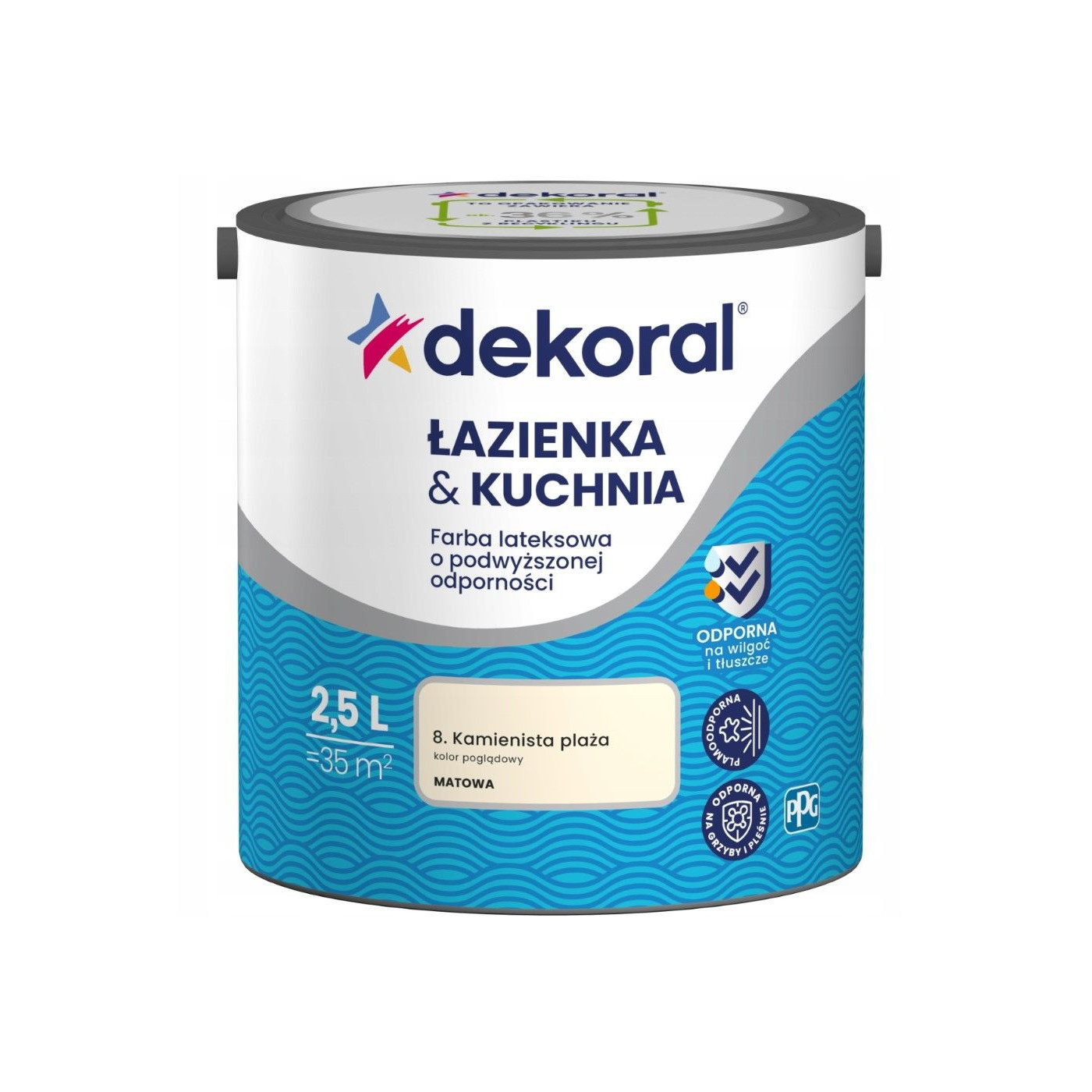 Farba Lateksowa Łazienka&Kuchnia Kamienista Plaża 2,5L Dekoral