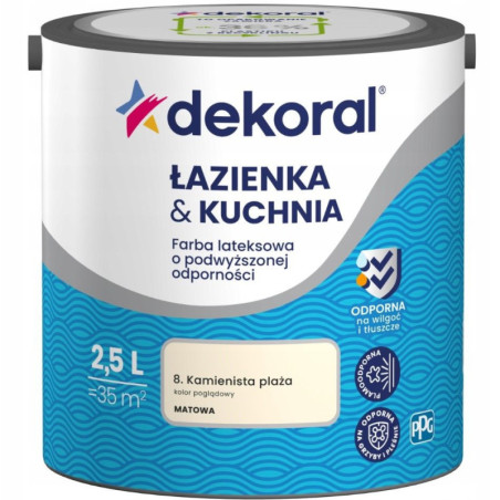 Farba Lateksowa Łazienka&Kuchnia Kamienista Plaża 2,5L Dekoral