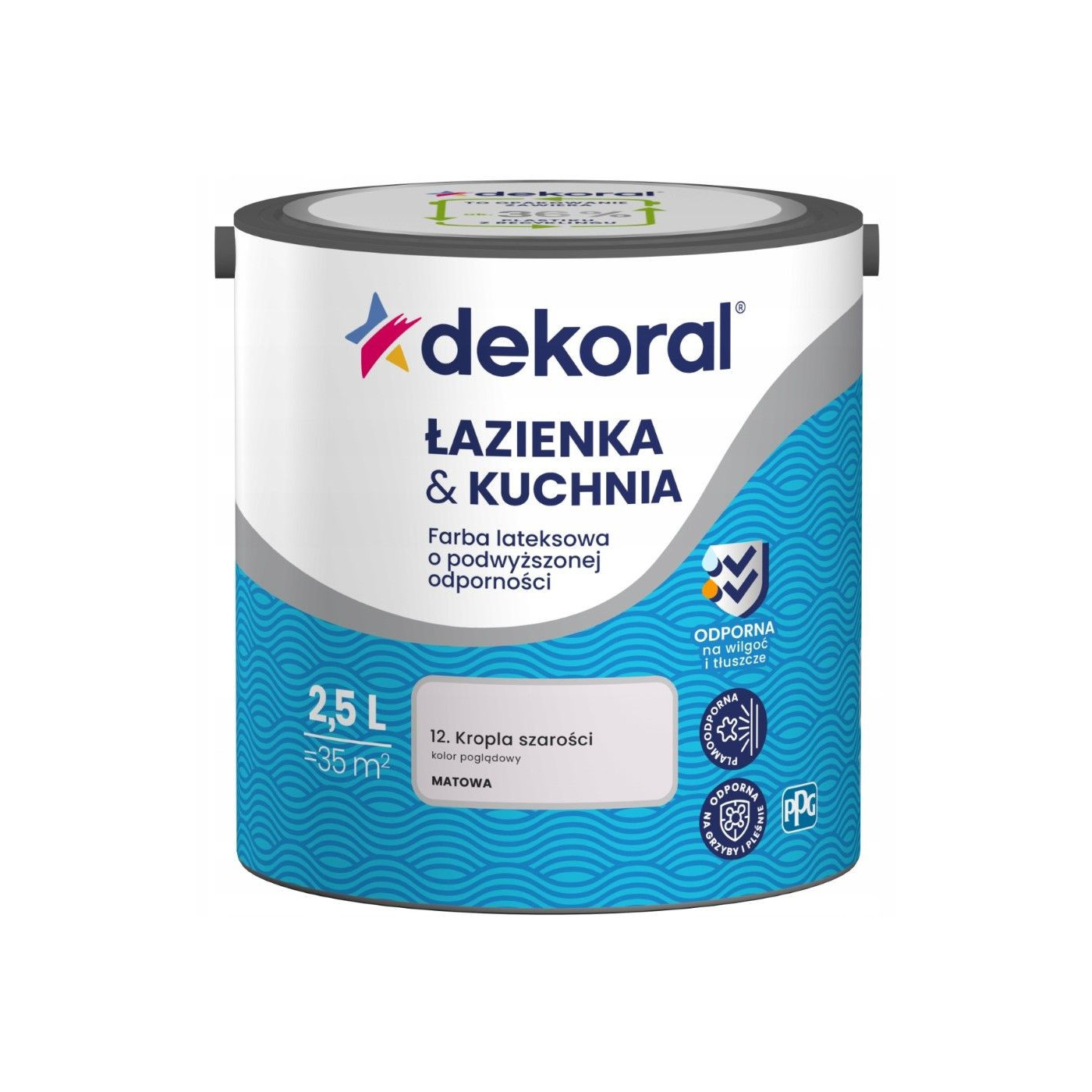 Farba Lateksowa Łazienka&Kuchnia Kropla Szarości 2,5L Dekoral
