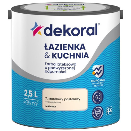 Farba Lateksowa Łazienka&Kuchnia Morelowy Pastelowy 2,5L Dekoral