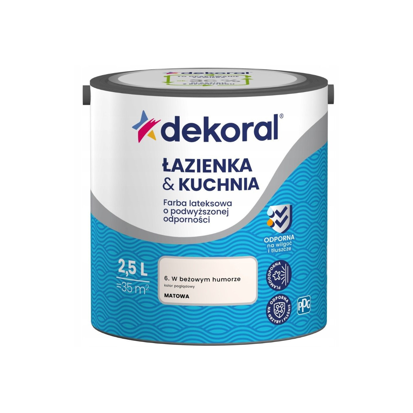 Farba Lateksowa Łazienka&Kuchnia W Beżowym Humorze Mat 2,5L Dekoral