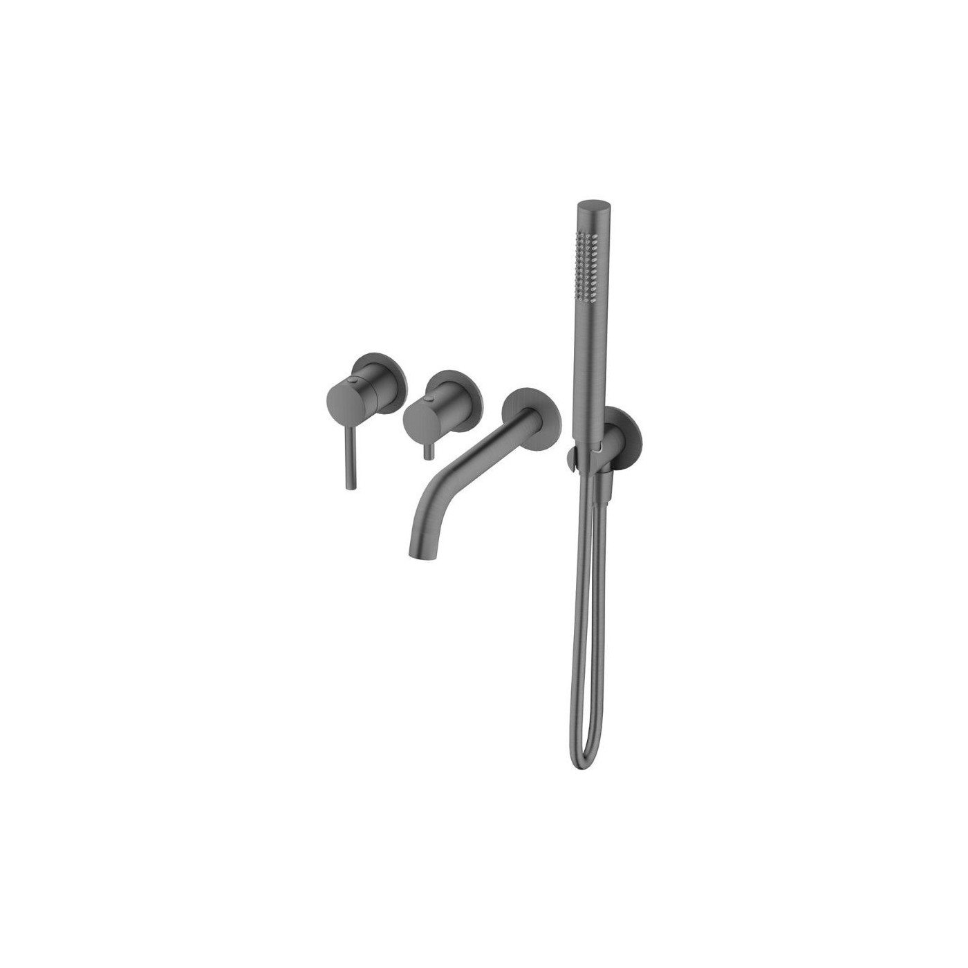 Bateria Wannowa Podtynkowa 4-Otworowa Z Boxem I Z Zestawem Prysznicowym Fly Gun Metal 03032BN Emporia