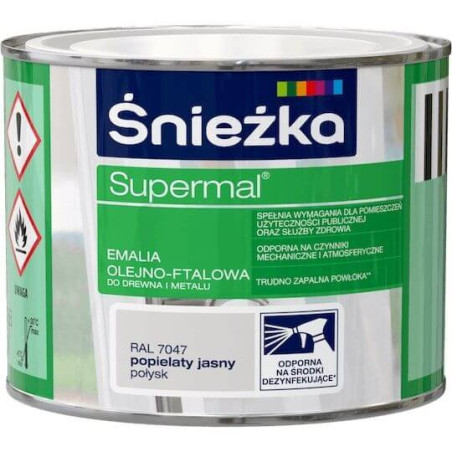 Emalia Olejno-Ftalowa Supermal Popielaty Jasny 0,2L Połysk Śnieżka
