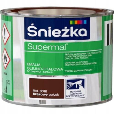 Emalia Olejno-Ftalowa Supermal Brązowy 0,4L Połysk Śnieżka