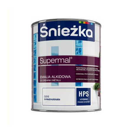 Emalia Alkidowa Supermal Śnieżnobiała Poł, 0,75L Połysk Śnieżka