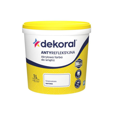 Farba Akrylowa Polinak Plus Śnieżnobiała Mat 1L Dekoral