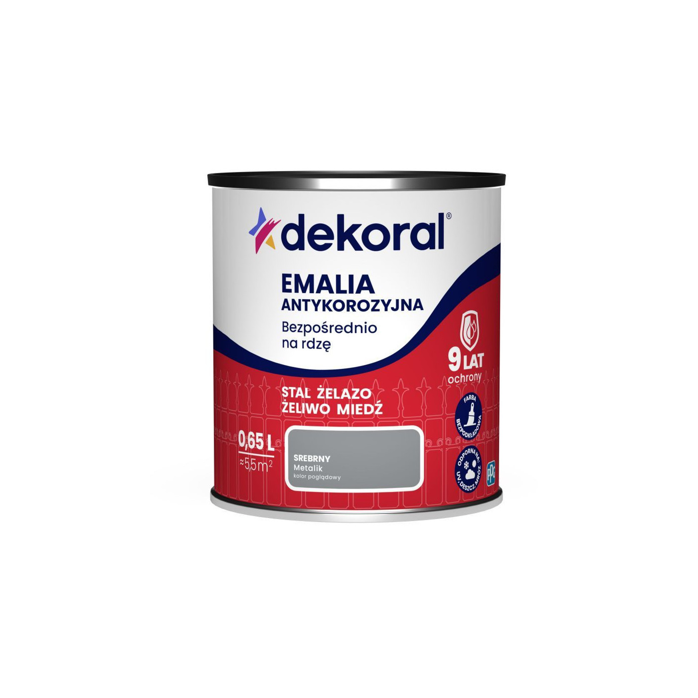 Emalia Antykorozyjna Srebrny Metaliczny 0,65L Dekoral