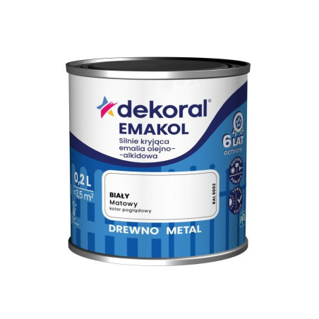 Emalia Olejno-Alkidowa Emakol Strong Biały Mat 0,2L Dekoral