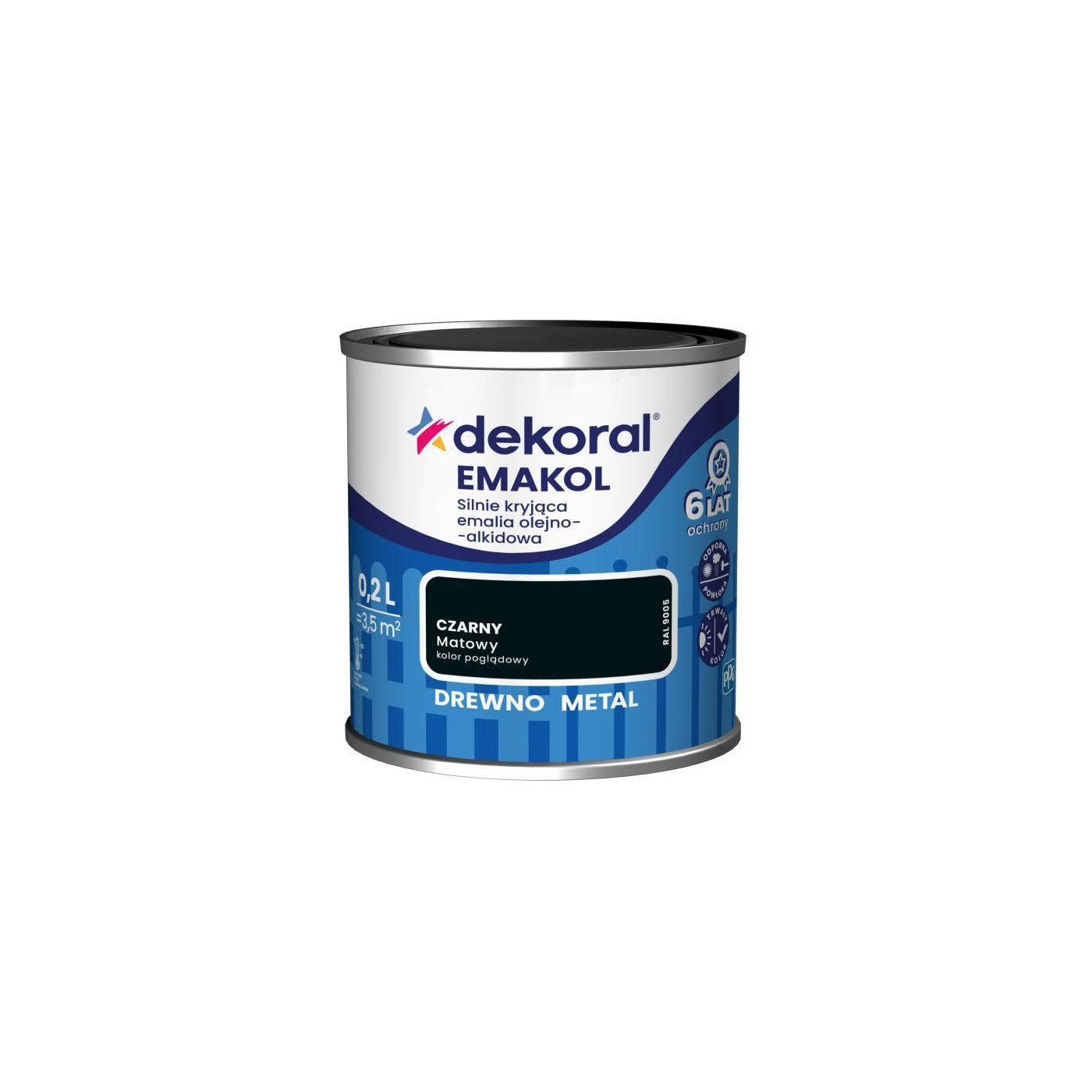 Emalia Olejno-Alkidowa Emakol Strong Czarny Mat 0,2L Dekoral