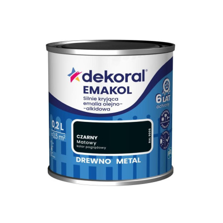 Emalia Olejno-Alkidowa Emakol Strong Czarny Mat 0,2L Dekoral