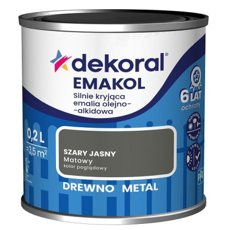 Emalia Olejno-Alkidowa Emakol Strong Szary Jasny Mat 0,2L Dekoral