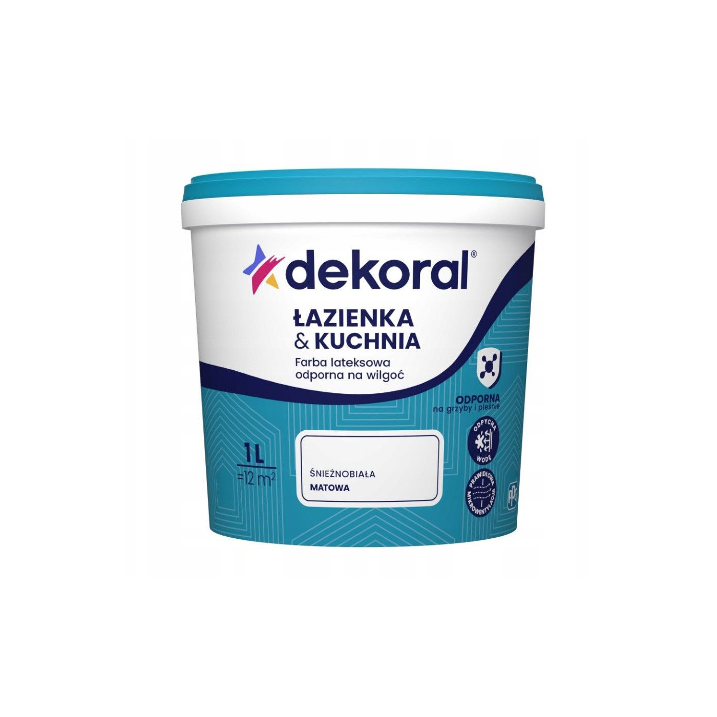 Farba Lateksowa Łazienka&Kuchnia Maleinak Plus Biała Mat 1L Dekoral