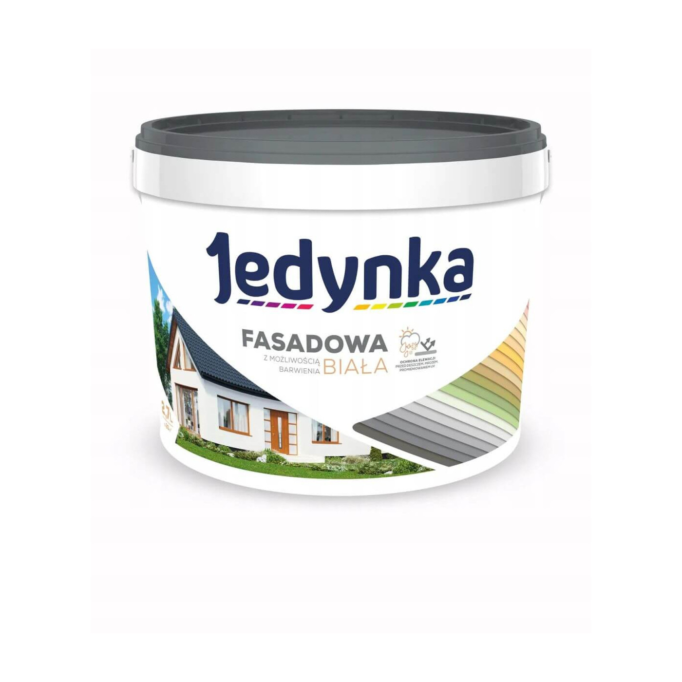 Farba Akrylowa Jedynka Fasadowa Biała Baza 2,7L Jedynka