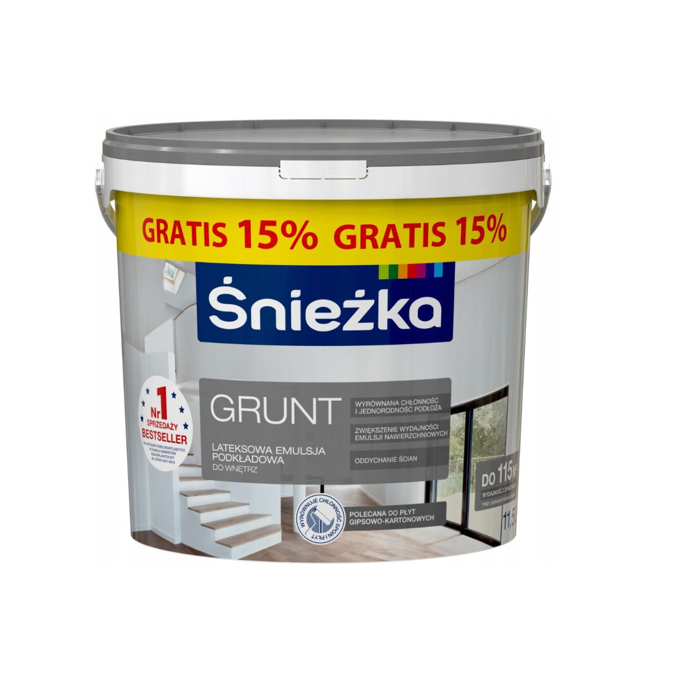 Emulsja Lateksowa Grunt Biała 10l + 15% Gratis Śnieżka
