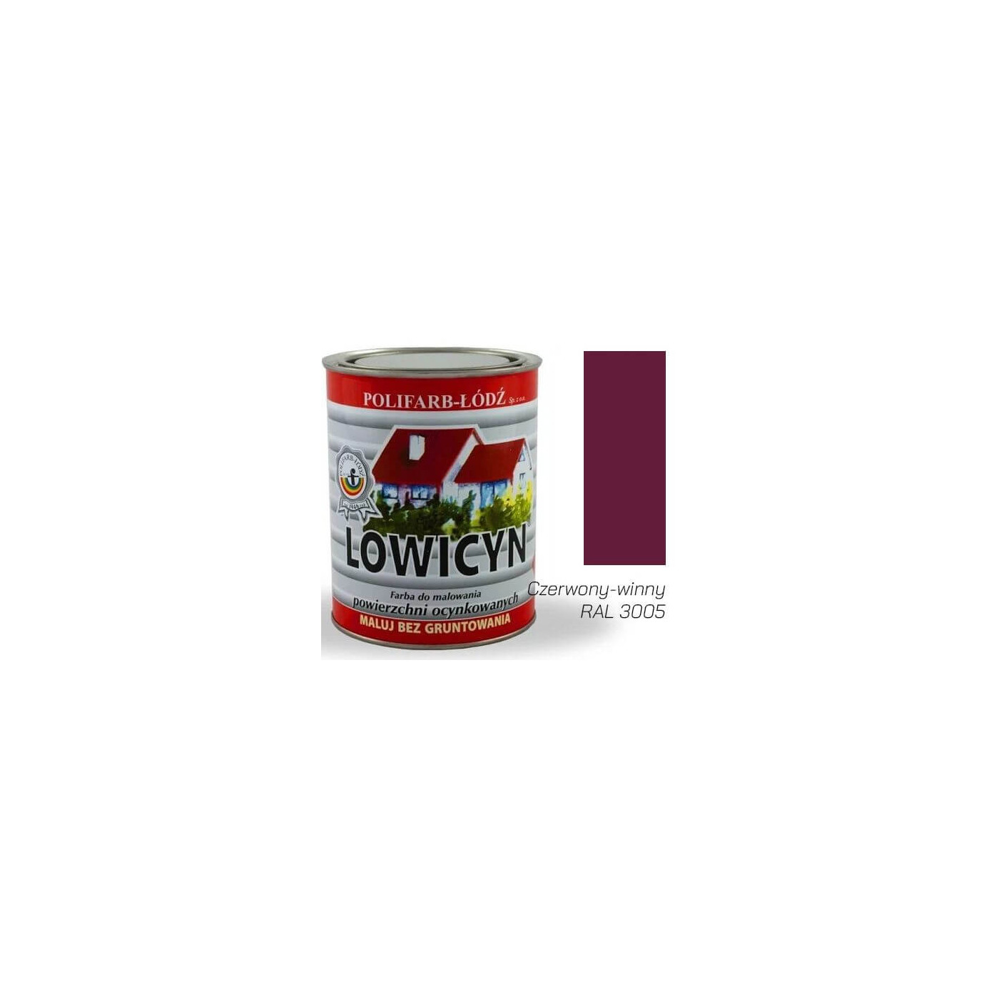 Farba Lowicyn Czerwony Winny 10L RAL 3005 Polifarb Łódź