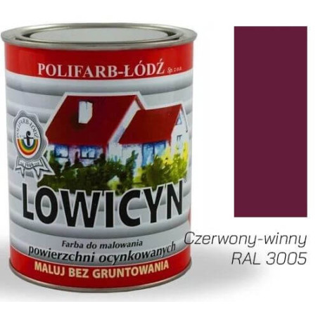Farba Lowicyn Czerwony Winny 10L RAL 3005 Polifarb Łódź