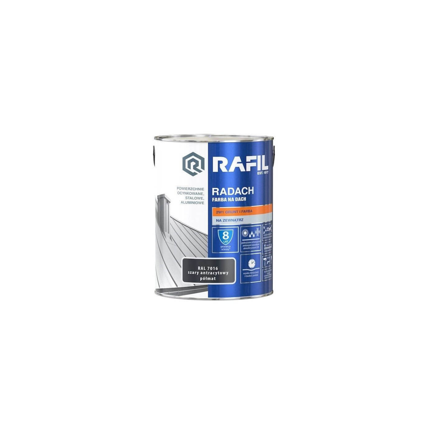 Farba Na Dach Radach 5L Antracyt Półmat RAL 7016 Rafil