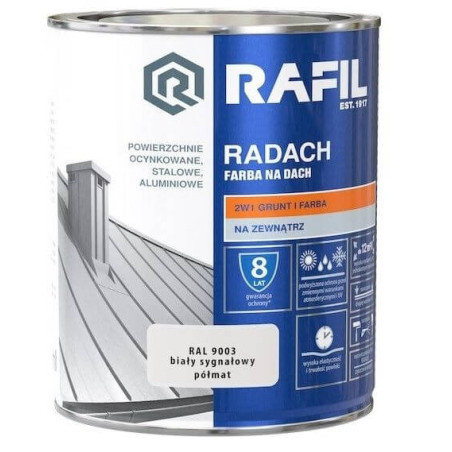 Farba Na Dach Radach 0,75L Biały Sygnałowy Półmat RAL 9003 Rafil