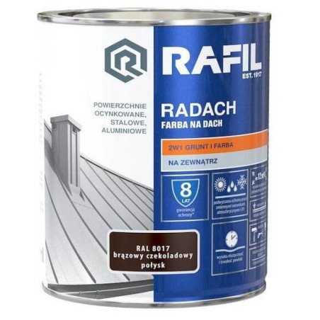 Farba Na Dach Radach 5L Brąz Czekoladowy Połysk RAL 8017 Rafil
