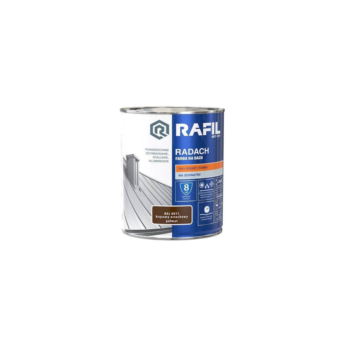 Farba Na Dach Radach 0,75L Brązowy Orzech RAL 8011 Rafil