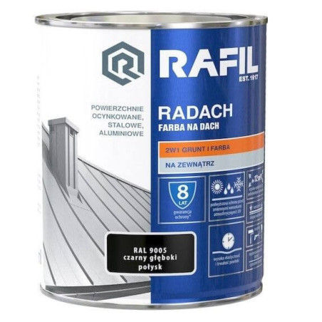 Farba Na Dach Radach 10L Czarny Połysk RAL 9005 Rafil