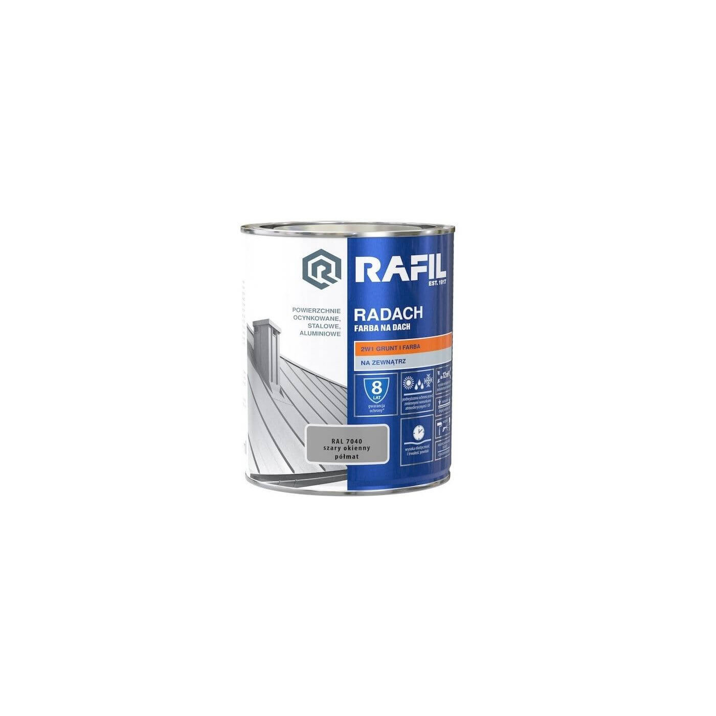 Farba Na Dach Radach 0,75L Szary Okienny RAL 7040 Rafil