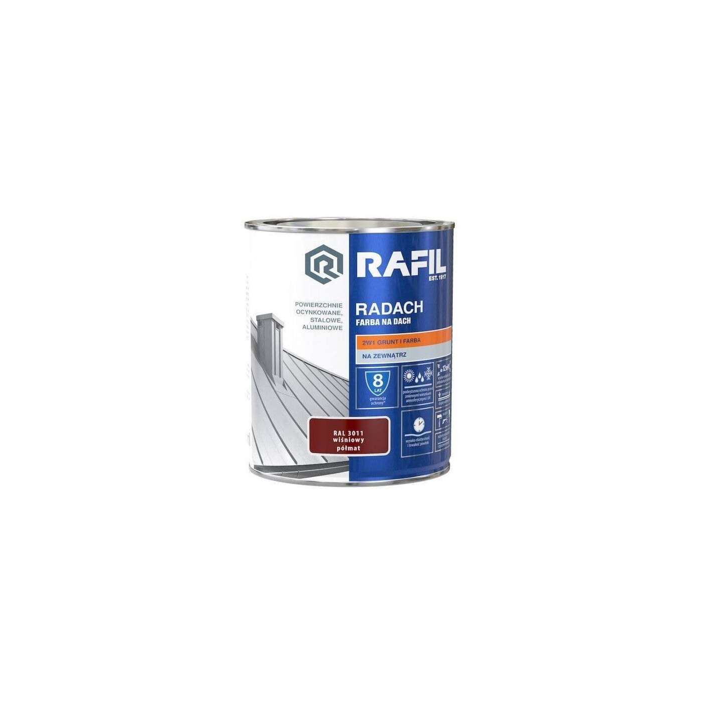 Farba Na Dach Radach 5L Wiśniowy RAL 3011 Rafil