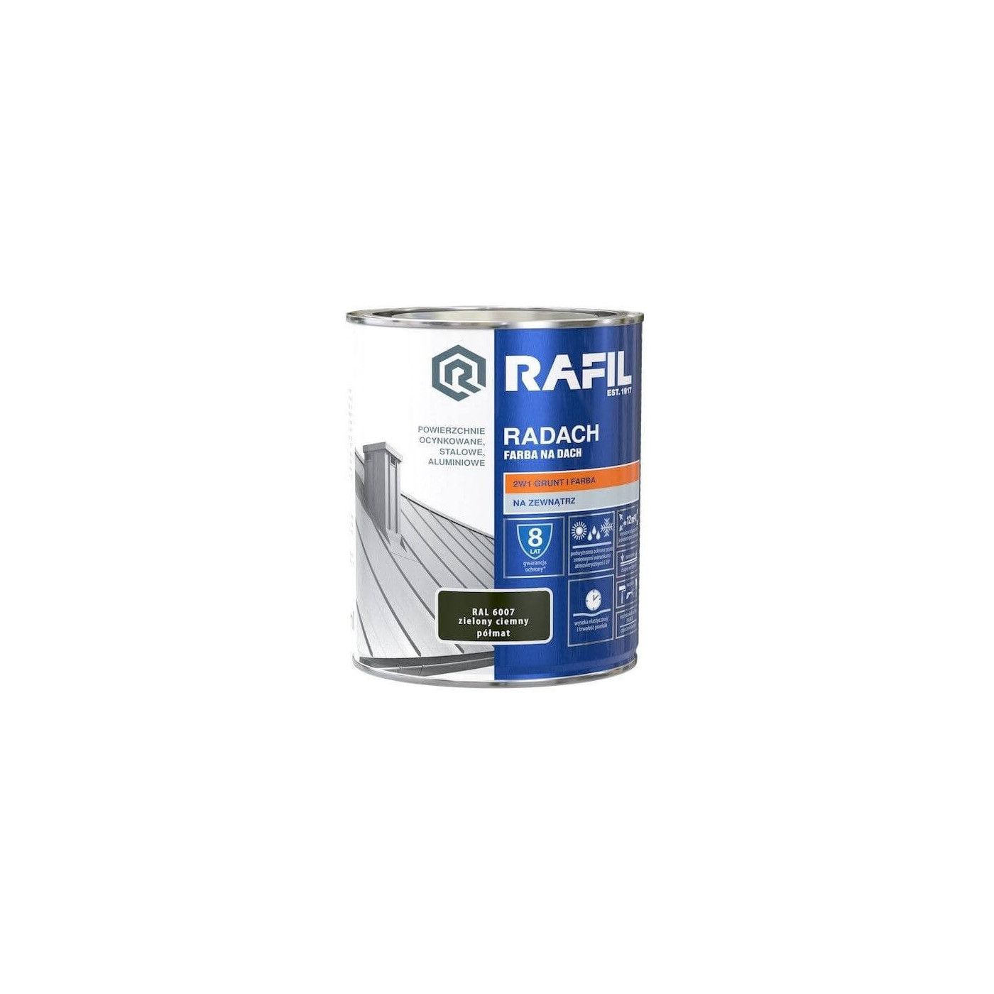 Farba Na Dach Radach 10L Zielony Ciemny RAL 6007 Rafil