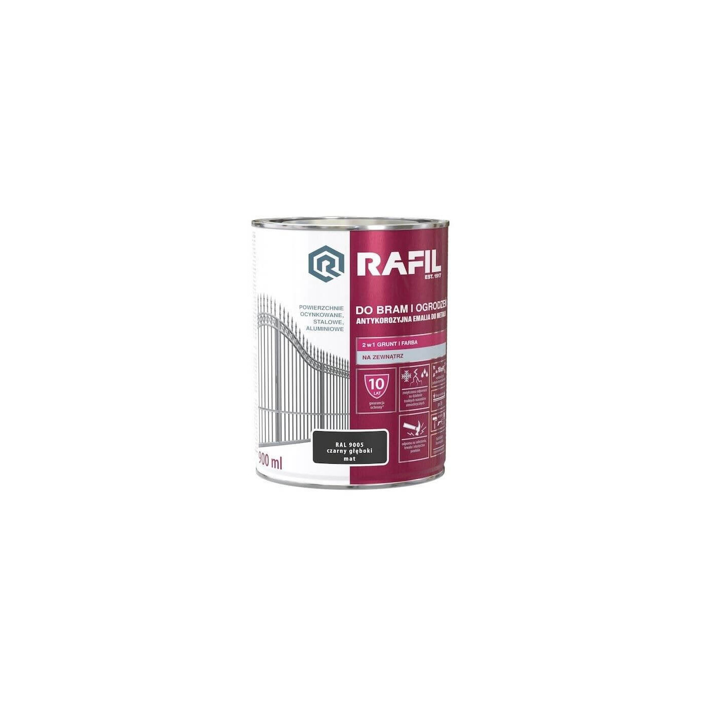 Farba Do Bram i Ogrodzeń Rafil Czarny MAT 3L RAL 9005 Rafil