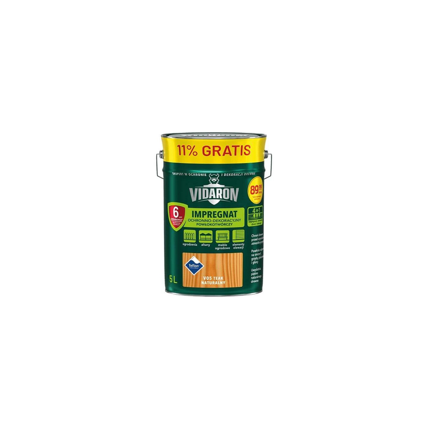 Impregnat Powłokotwórczy Vidaron 4.5L+11% Teak Naturalny V05 Vidaron