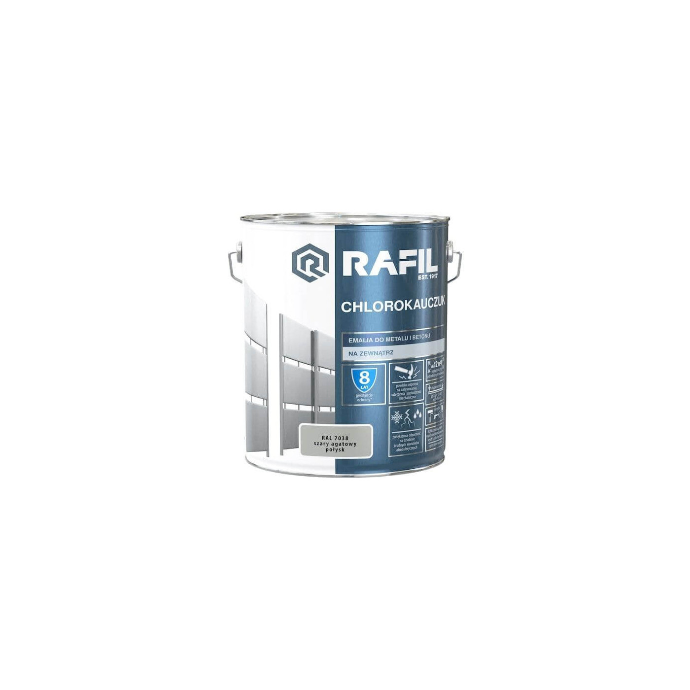 Emalia Chlorokauczukowa Szary Agatowy RAL7038 10L Rafil