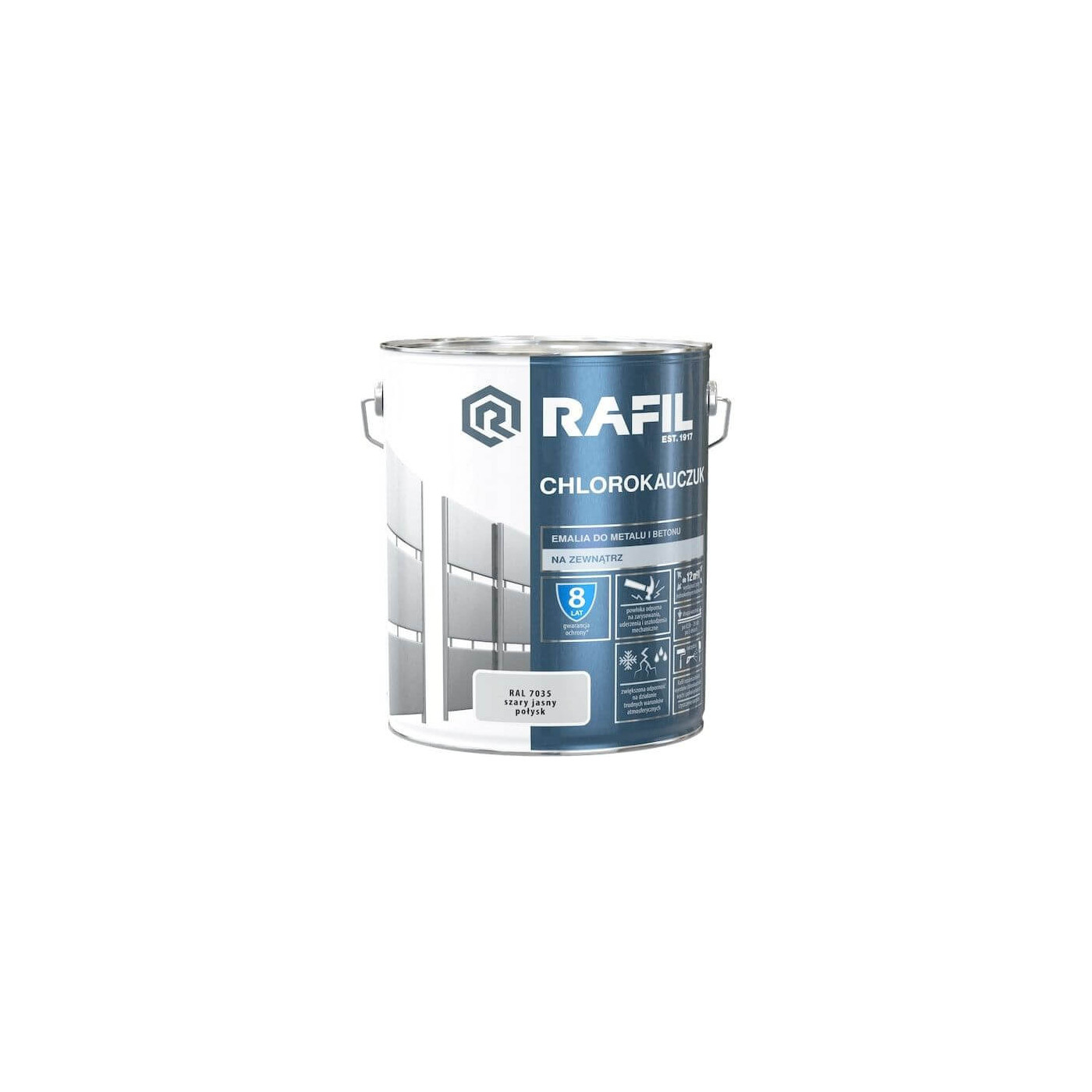 Emalia Chlorokauczukowa Szary Jasny RAL7035 10L Rafil
