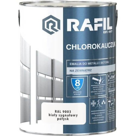 Emalia Chlorokauczukowa Biały Sygnałowy RAL9003 5L Rafil