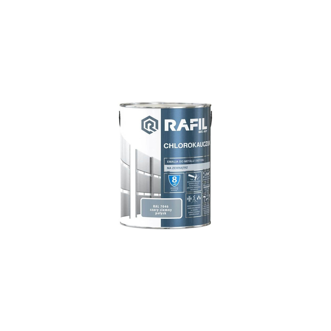 Emalia Chlorokauczukowa Szary Ciemny RAL7046 5L Rafil
