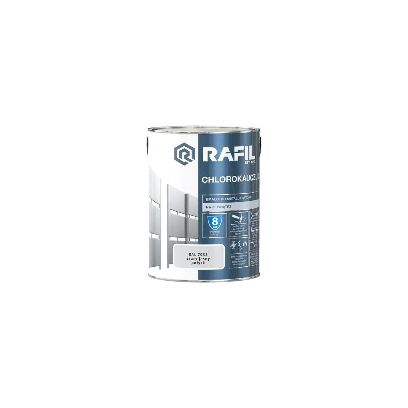 Emalia Chlorokauczukowa Szary Jasny RAL7035 5L Rafil