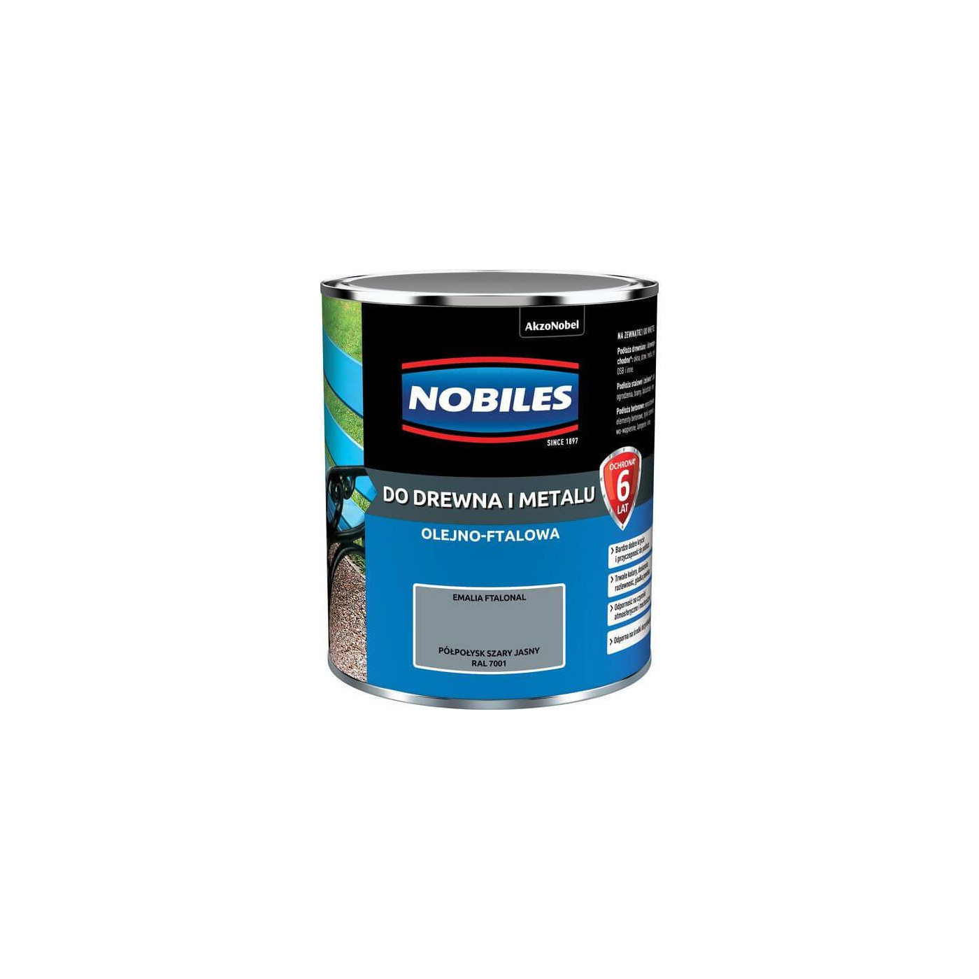 Farba Ftalonal Szary Jasny Ral 7001 0,7L Nobiles